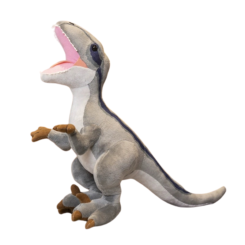 Gray Velociraptor Dino Plush Toy